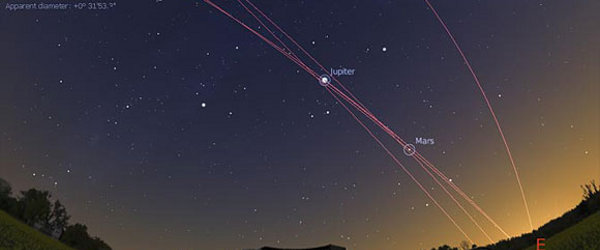 行星在慕尼黑附近欧洲南方天文台总部上空起舞。